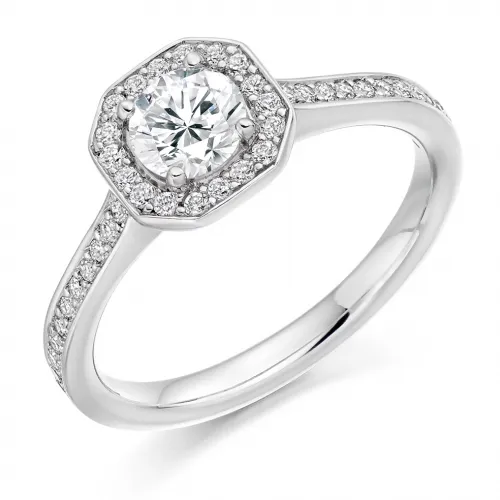 Radiant Cut Diamond Halo Rings